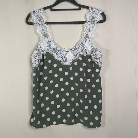 Akaiv Polka Dot Lace Tim Tank Top - Picture 1 of 5